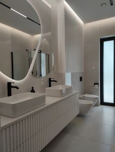 meble lazienkowe fronty lamelkowe bialy lakier polmat