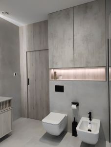 meble lazienkowe laminat hpl na scianie